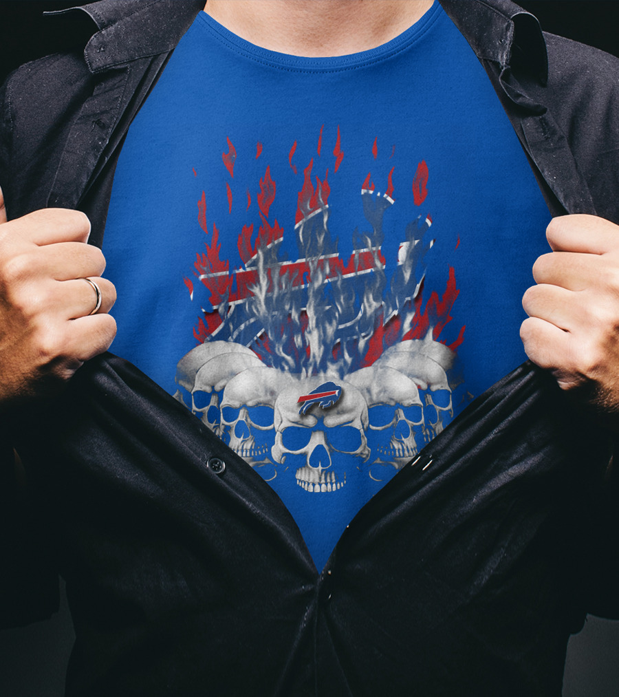 Buffalo Bills Flaming Skulls T-Shirt