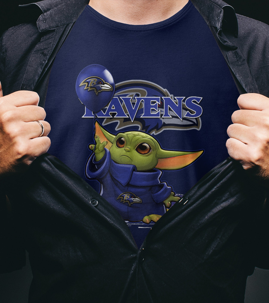 Ravens Yoda V1 Baltimore Ravens Balloon Football T-Shirt