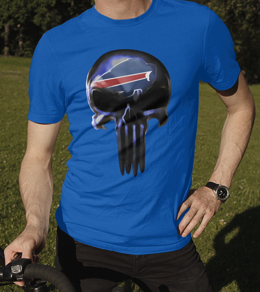 Buffalo Bills Punisher Skull Logo 49ers Crossover T-Shirt