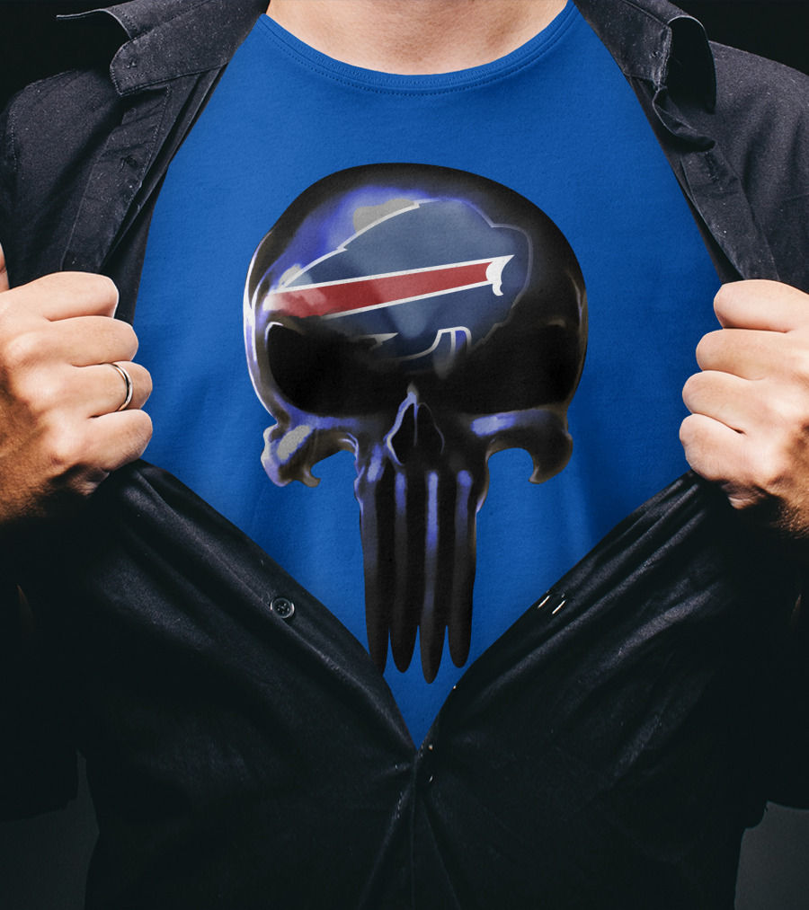 Buffalo Bills Punisher Skull Logo 49ers Crossover T-Shirt