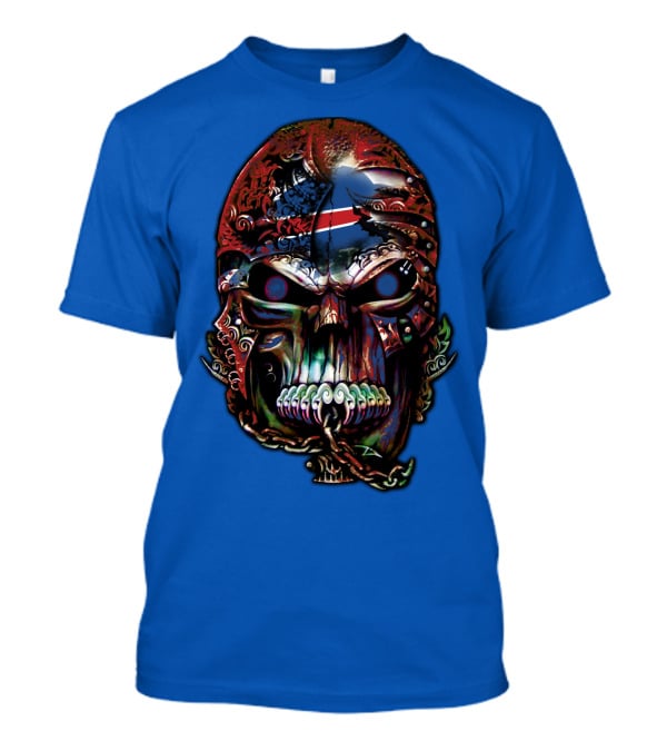 Buffalo Bills 53 Skull Art With American Flag And Tribal Elements T-Shirt