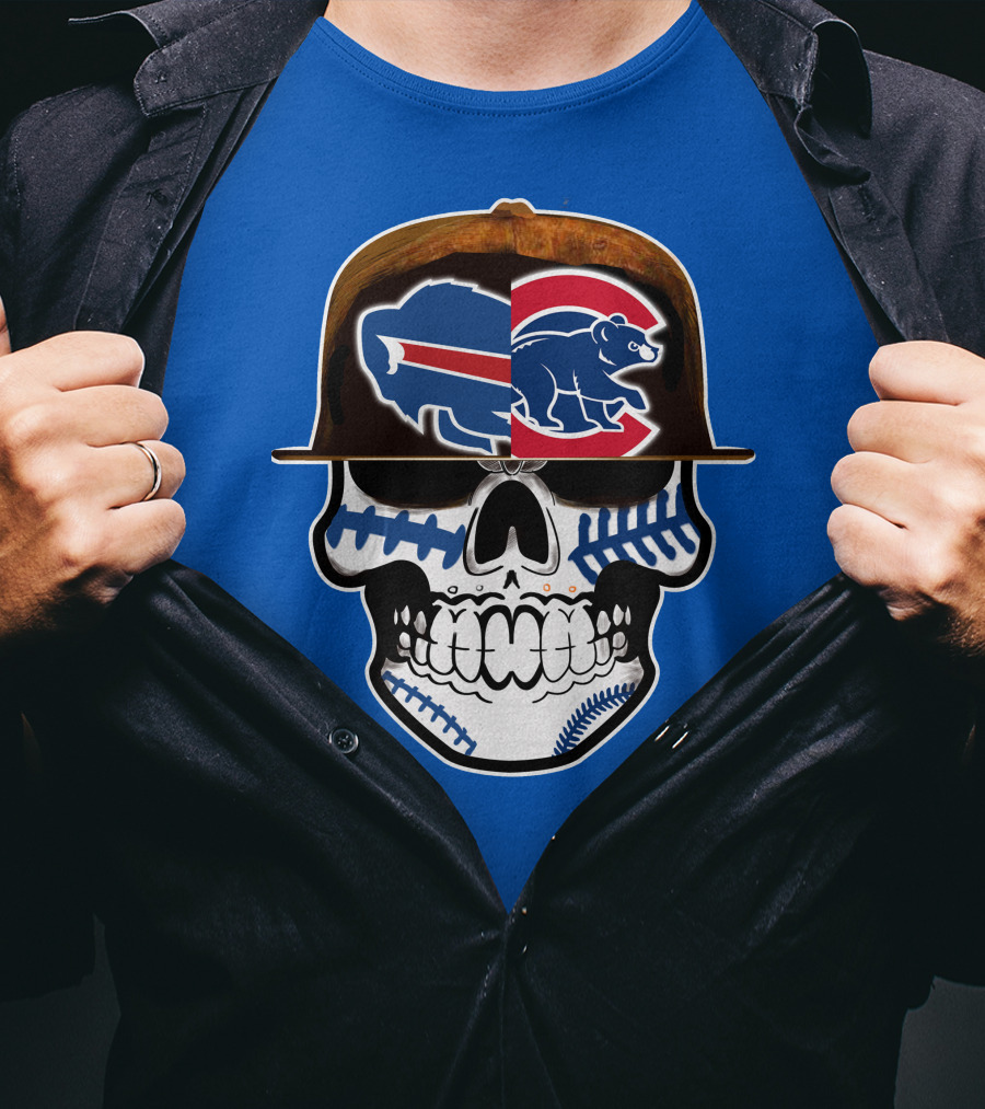 Buffalo Bills Chicago Cubs Skull T-Shirt