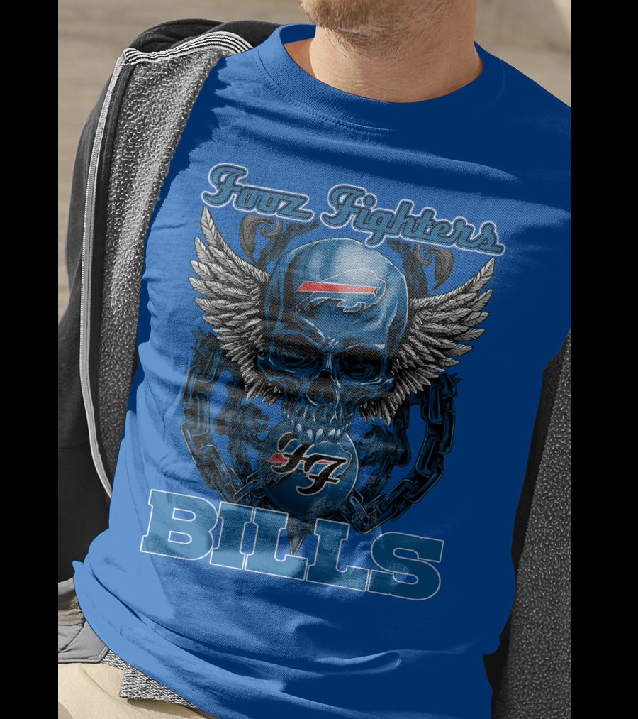 Foo Fighters Buffalo Bills Winged Skull T-Shirt