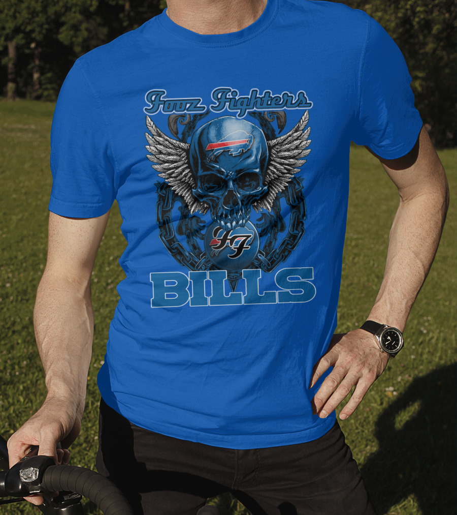 Foo Fighters Buffalo Bills Winged Skull T-Shirt