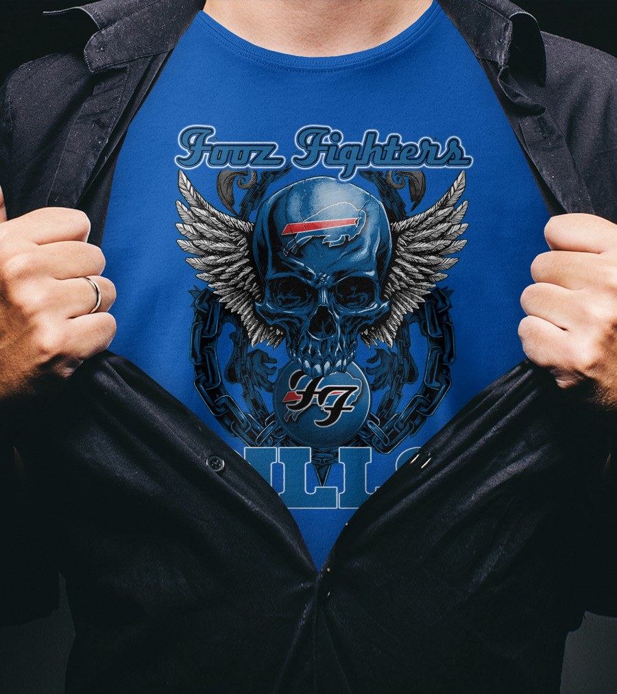 Foo Fighters Buffalo Bills Winged Skull T-Shirt