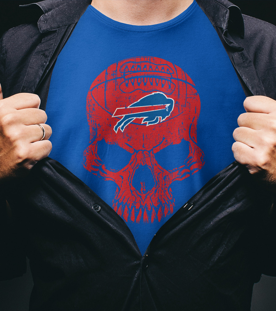 Buffalo Bills Skull Logo Football T-Shirt