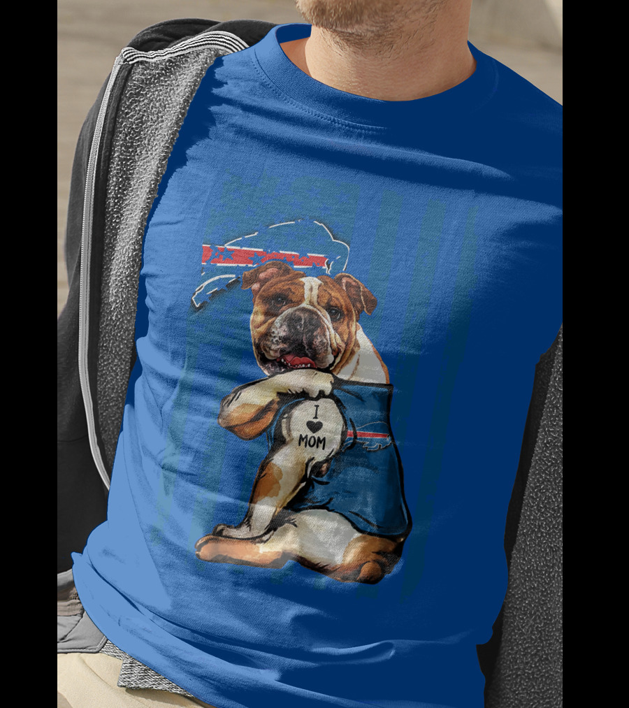 Buffalo Bills Bulldog I Love Mom Heart Nfl Fan T-Shirt