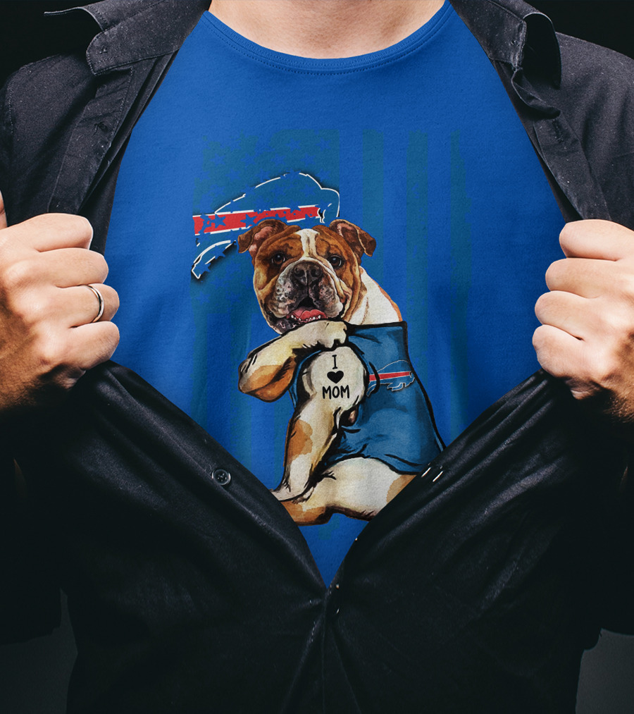 Buffalo Bills Bulldog I Love Mom Heart Nfl Fan T-Shirt