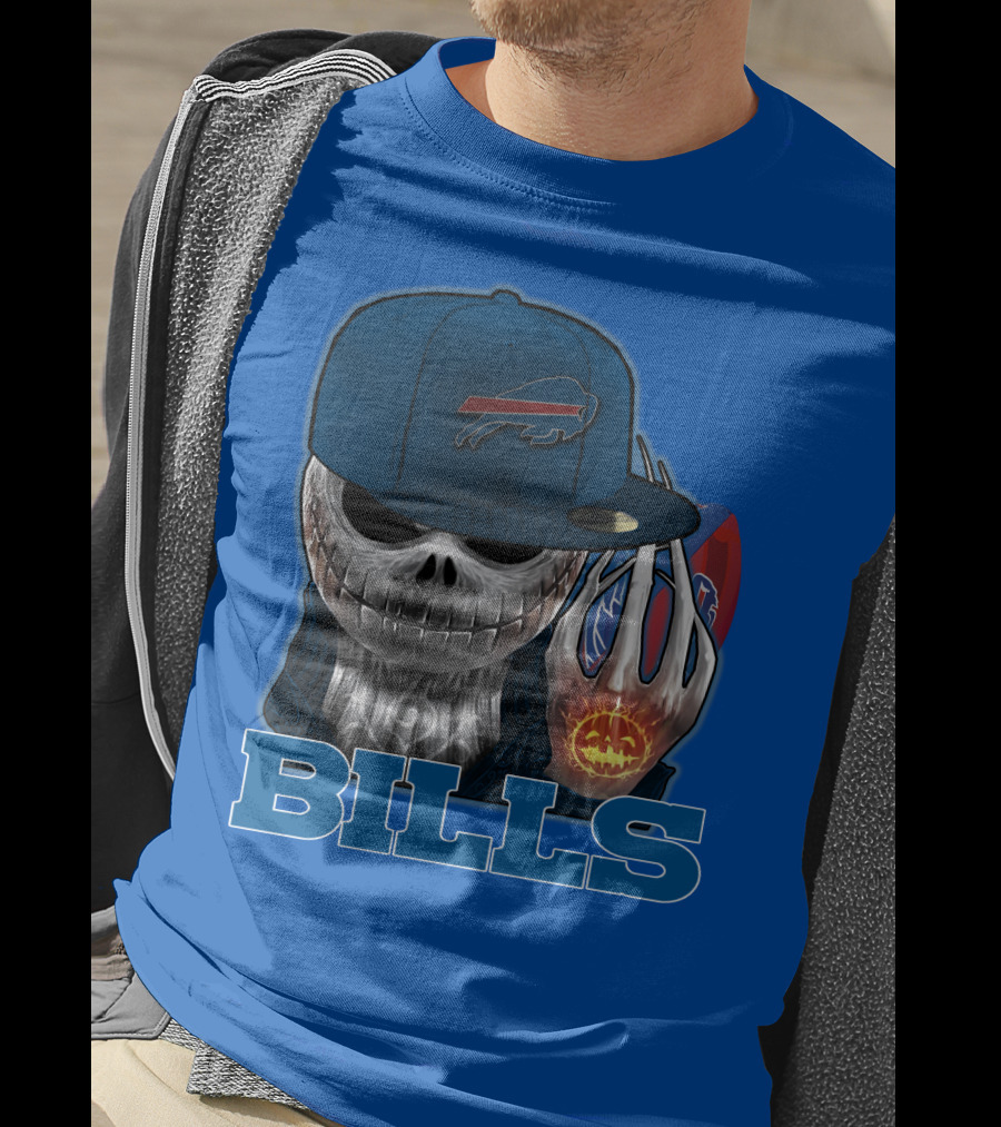 Jackskull Buffalo Bills NFL Skeleton Pumpkin Halloween T-Shirt