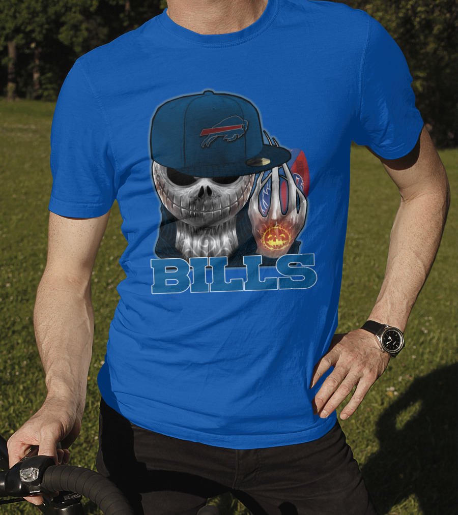 Jackskull Buffalo Bills NFL Skeleton Pumpkin Halloween T-Shirt