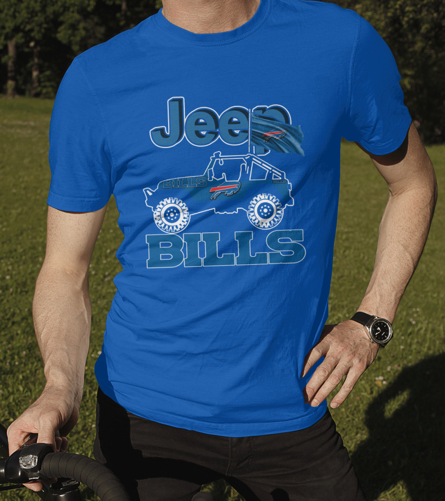 Jeep Bills Buffalo Logo Design With Flag T-Shirt