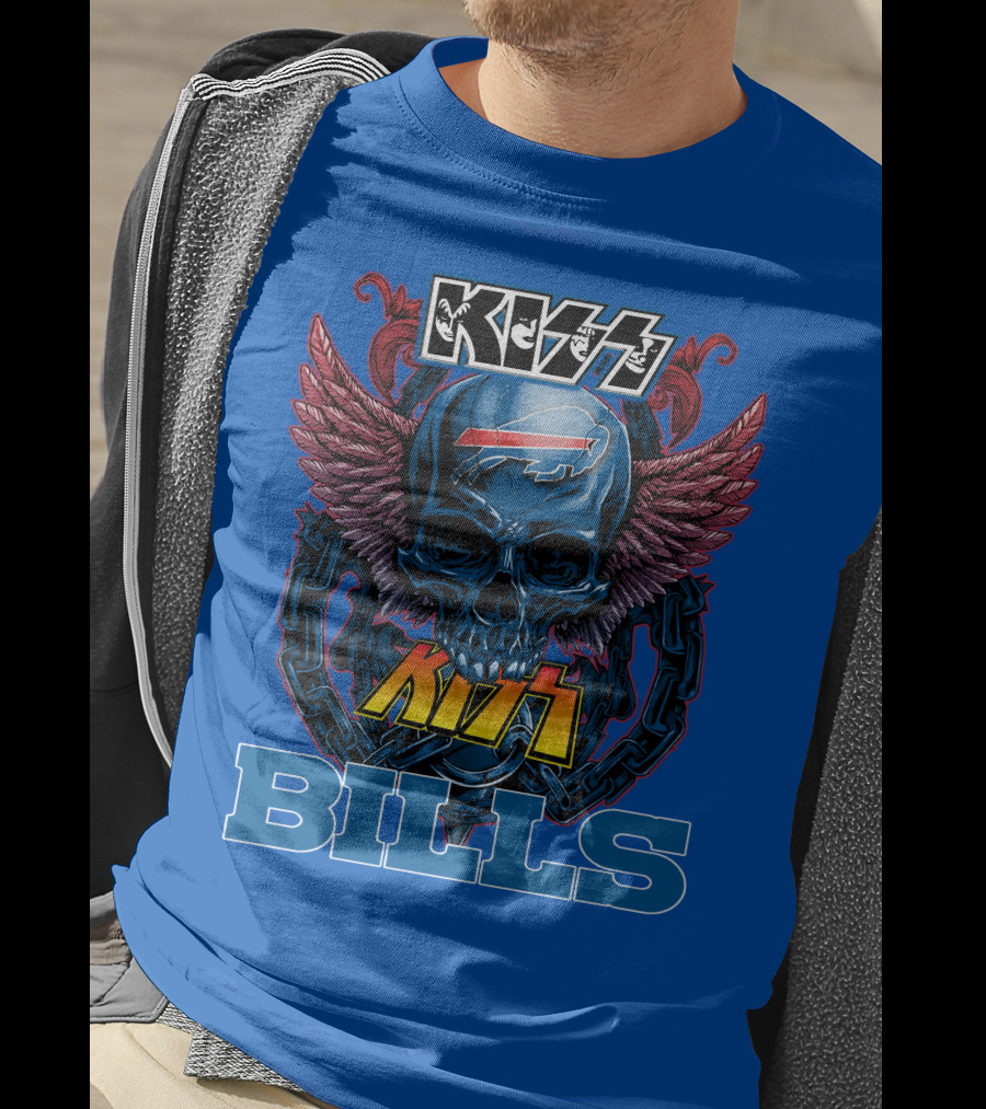 Kiss Bills Buffalo Bills Skull Winged T-Shirt