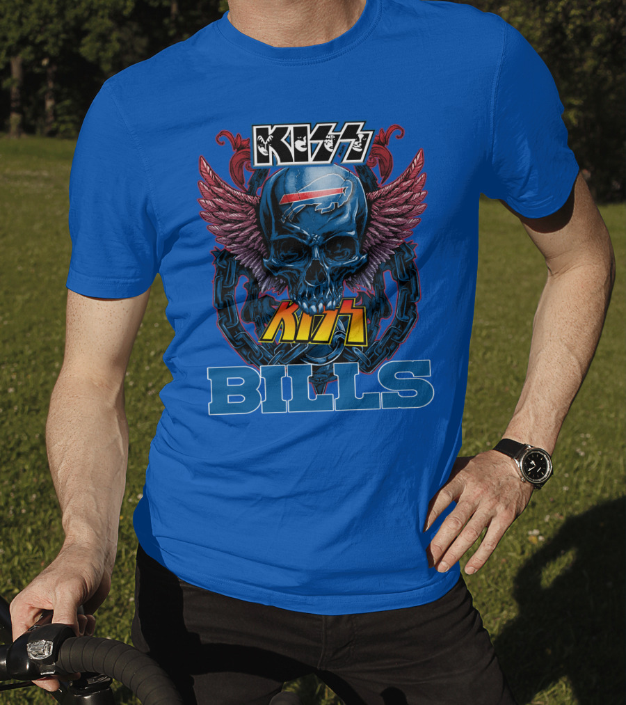 Kiss Bills Buffalo Bills Skull Winged T-Shirt