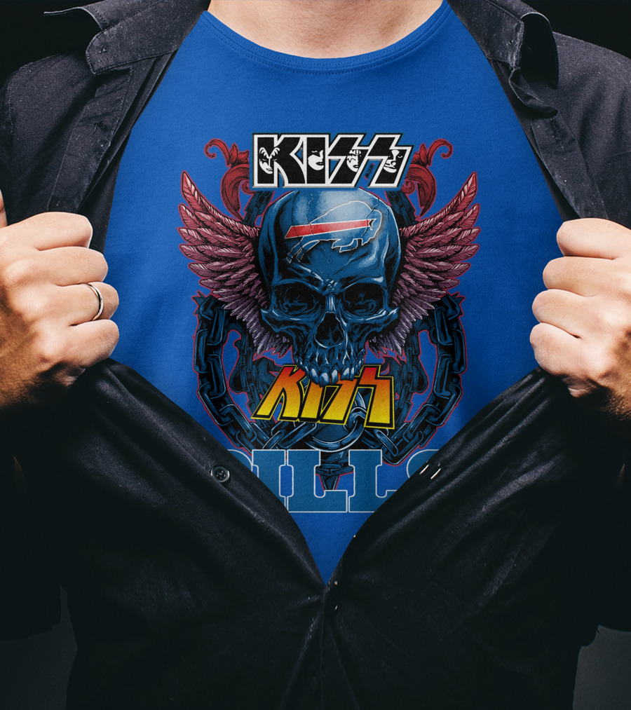 Kiss Bills Buffalo Bills Skull Winged T-Shirt