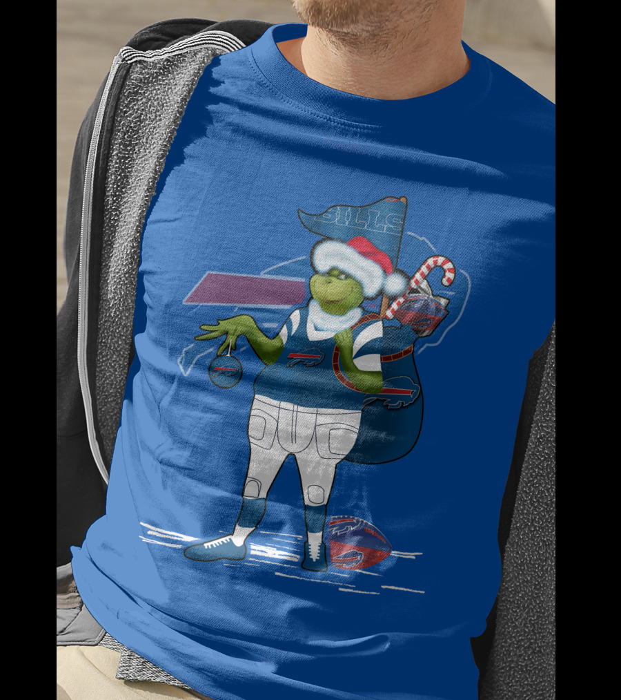Grinchxmas Buffalo Bills Christmas Santa Football T-Shirt