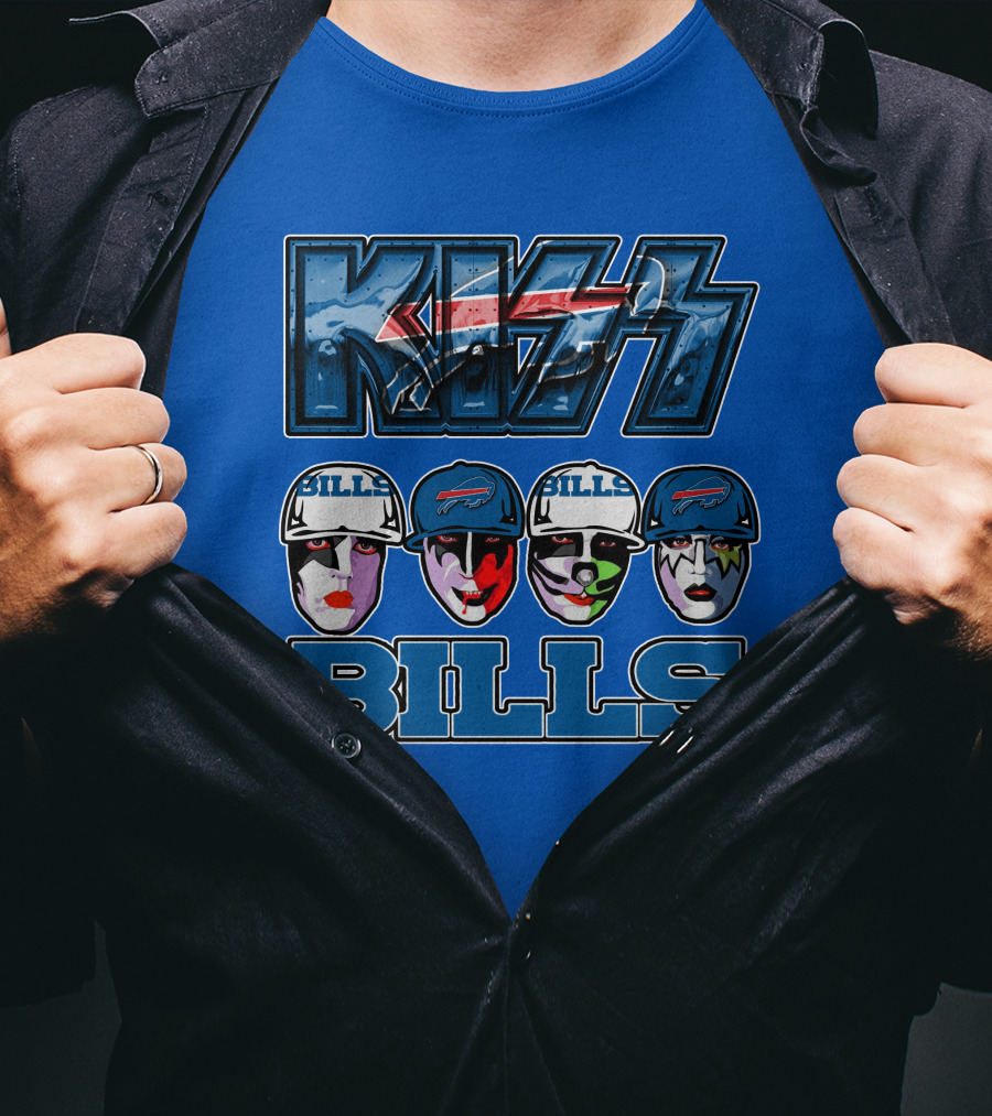 Kiss Buffalo Bills Helmets Face Paint Band Style T-Shirt
