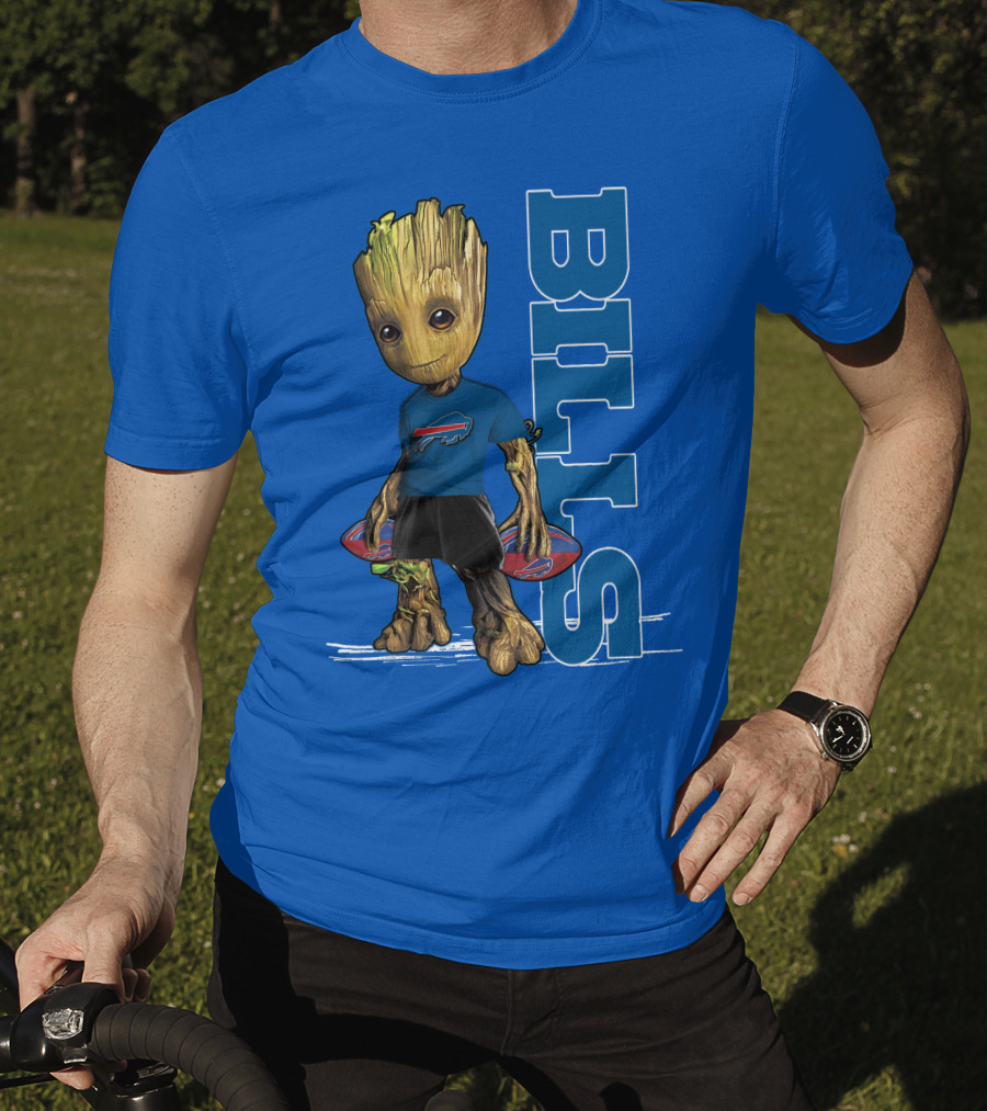 Groot Buffalo Bills Nfl Fan With Team Football Board T-Shirt