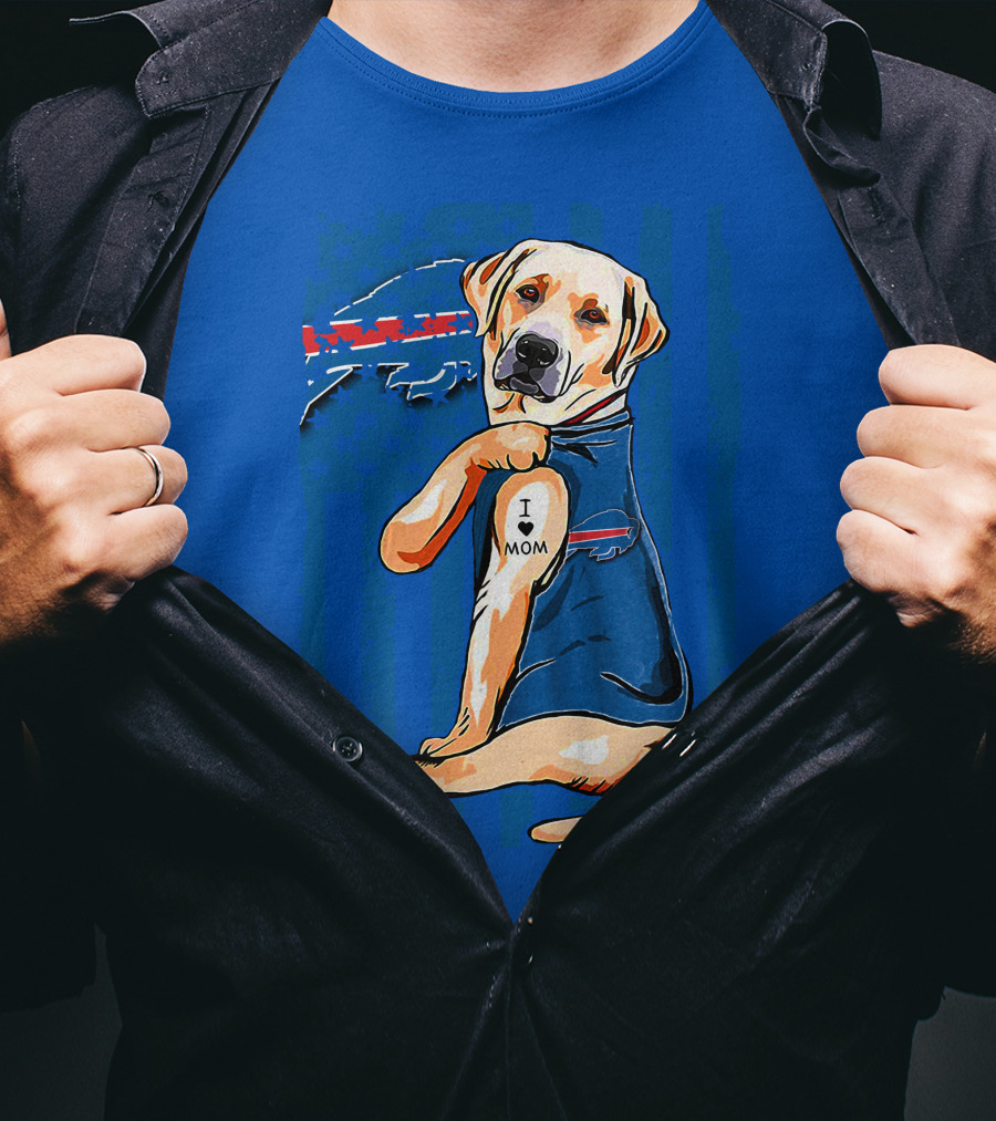 Labrador Retriever I Love Mom Buffalo Bills T-Shirt