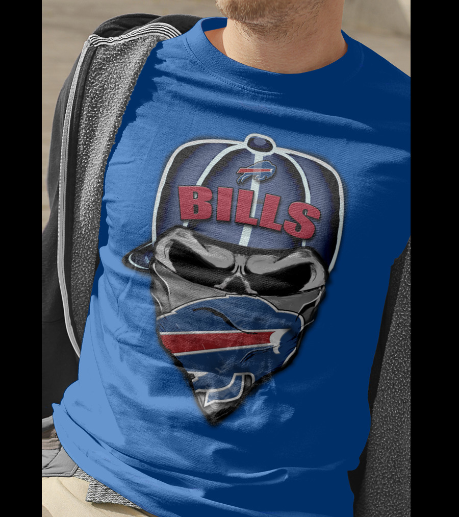 Buffalo Bills Skull Bandana Nfl Fan Skullcap T-Shirt
