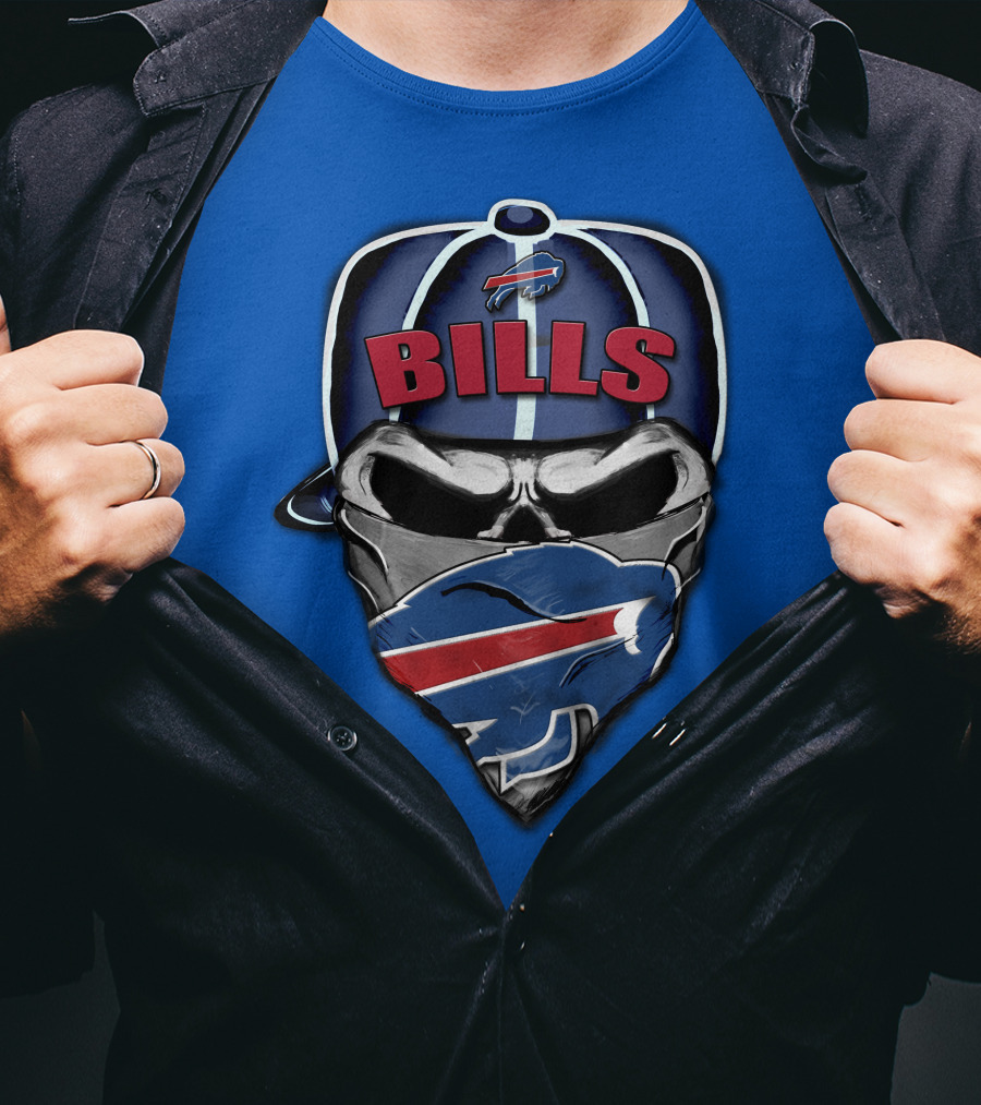 Buffalo Bills Skull Bandana Nfl Fan Skullcap T-Shirt