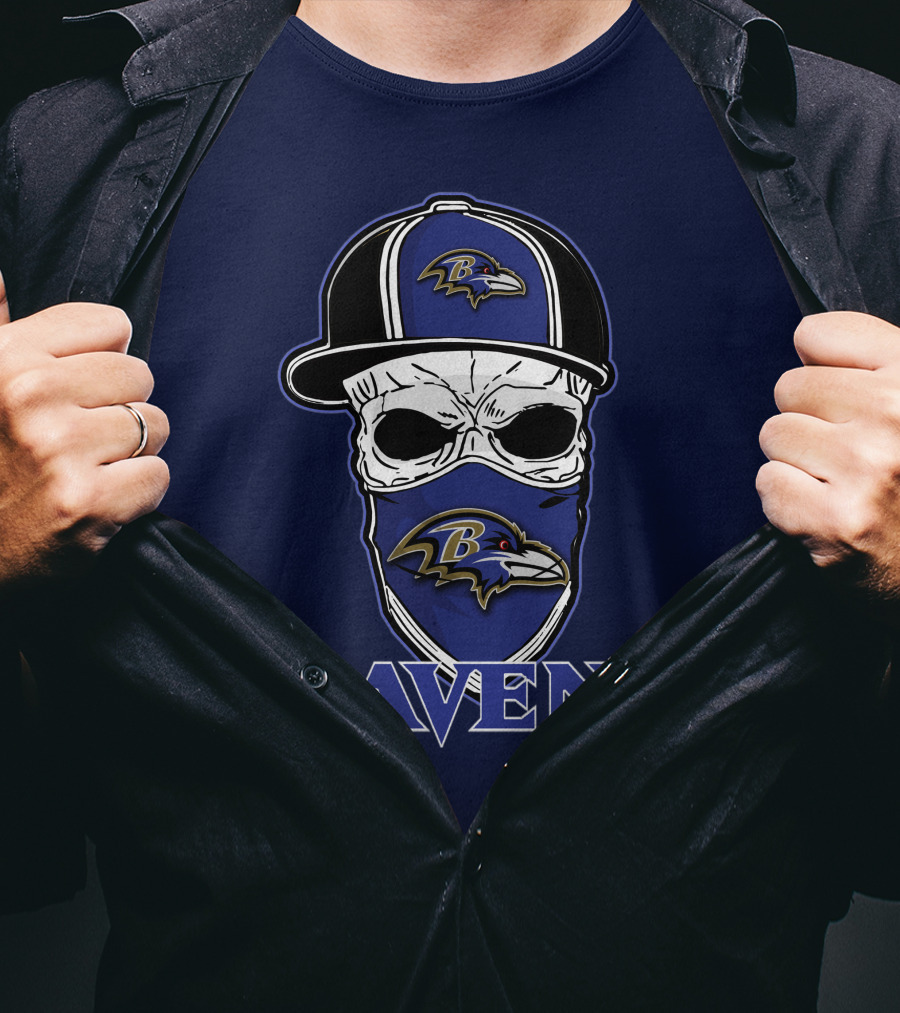Baltimore Ravens Skull Cap Logo T-Shirt