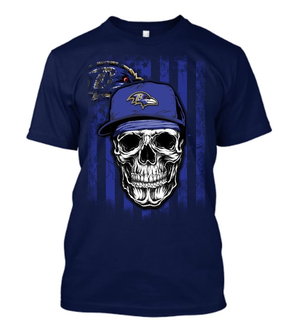 Baltimore Ravens Skull With Cap And Team T-Shirt