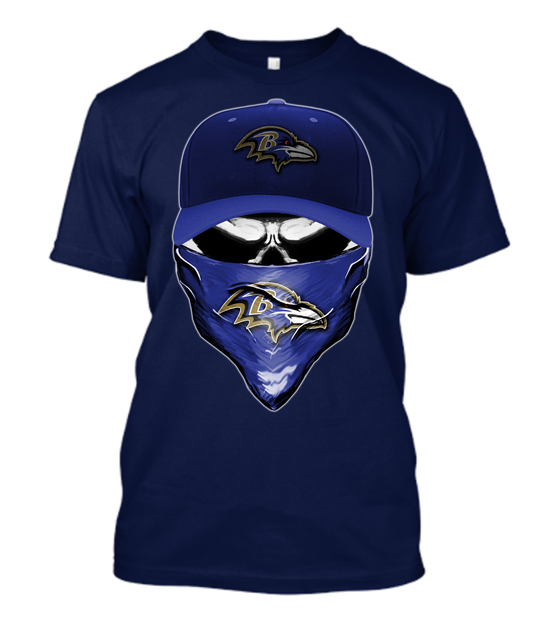 Skull V6 Baltimore Ravens Mask Cap Combo T-Shirt