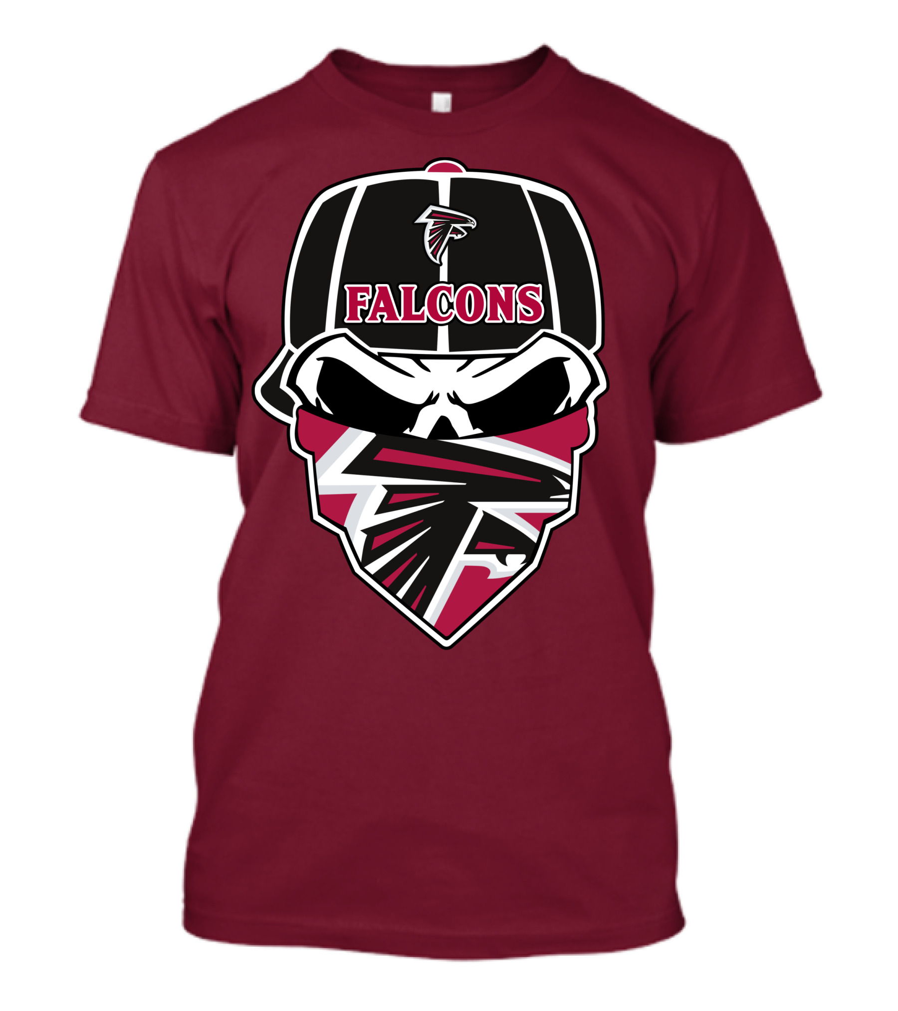 Atlanta Falcons Logo Skull With Hat And Bandana T-Shirt