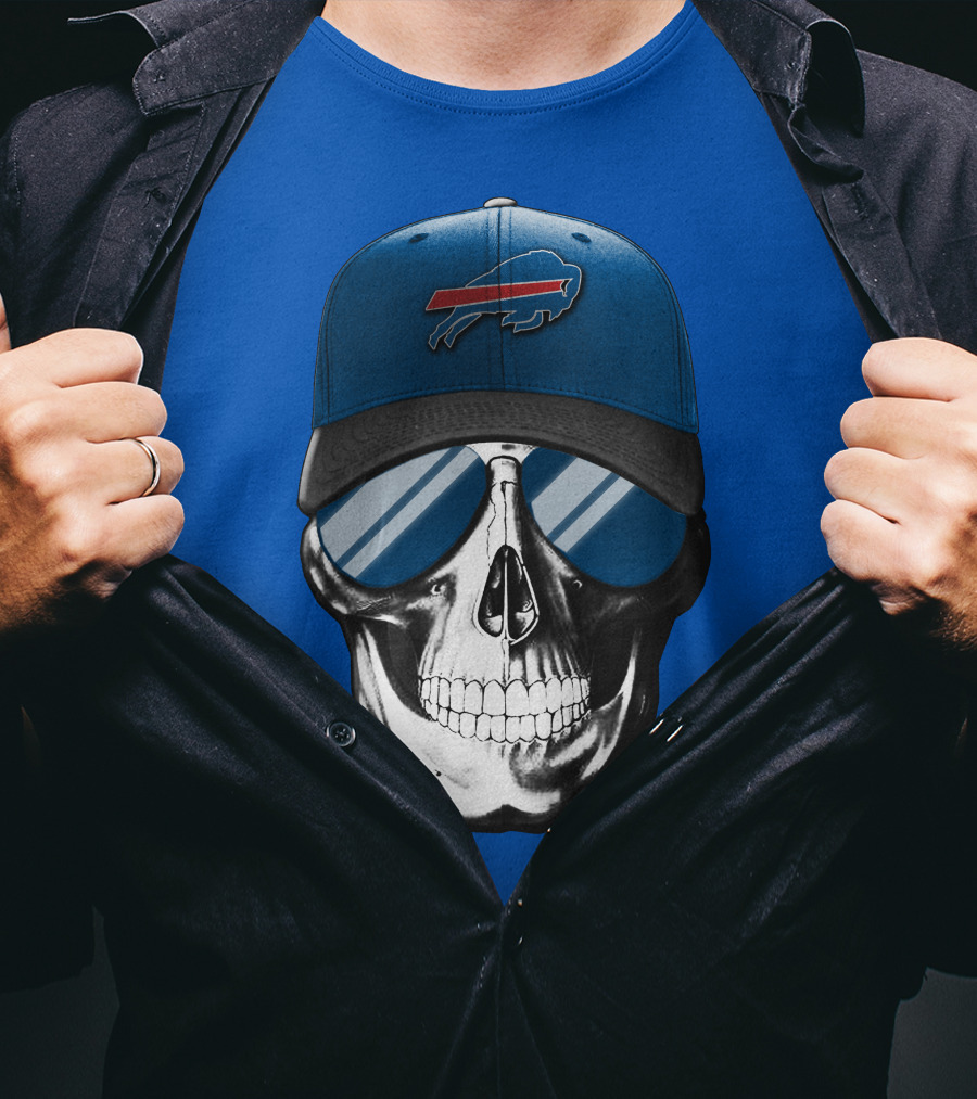 Skull Buffalo Bills Cap Mirror Sunglasses T-Shirt