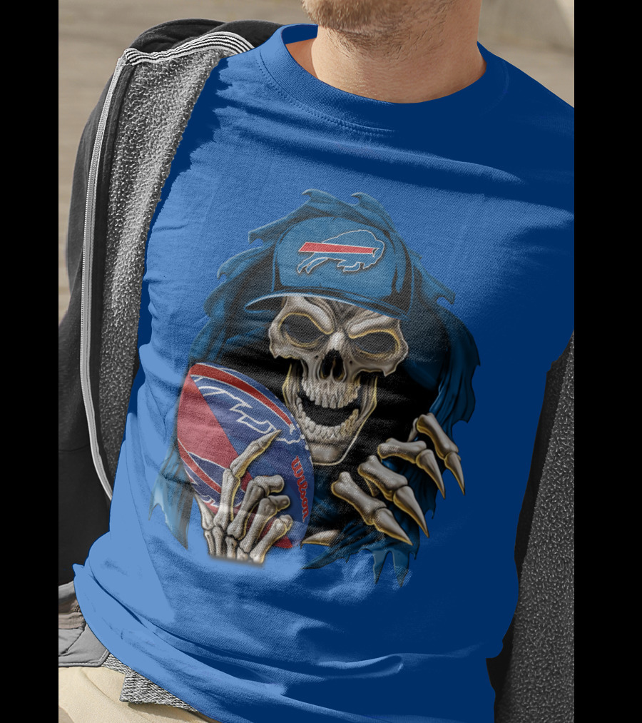Buffalo Bills Skullbong Skeleton Football T-Shirt