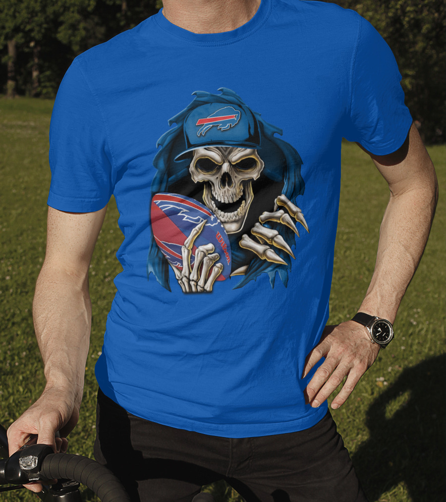 Buffalo Bills Skullbong Skeleton Football T-Shirt