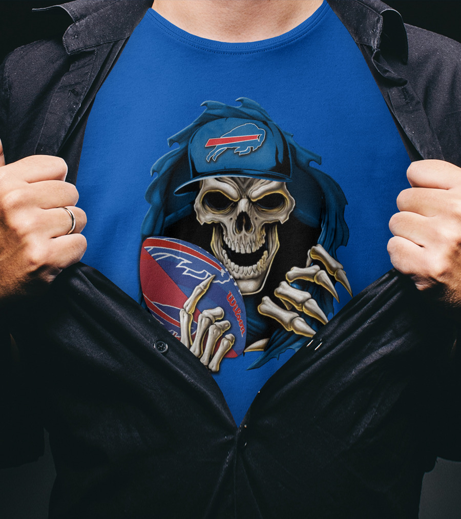 Buffalo Bills Skullbong Skeleton Football T-Shirt