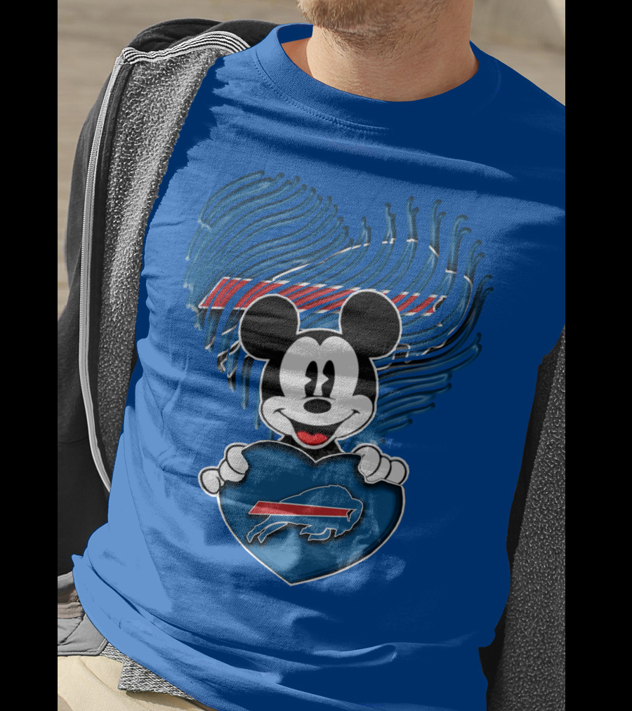 Mick Mouse With Buffalo Bills Heart Logo Fan T-Shirt