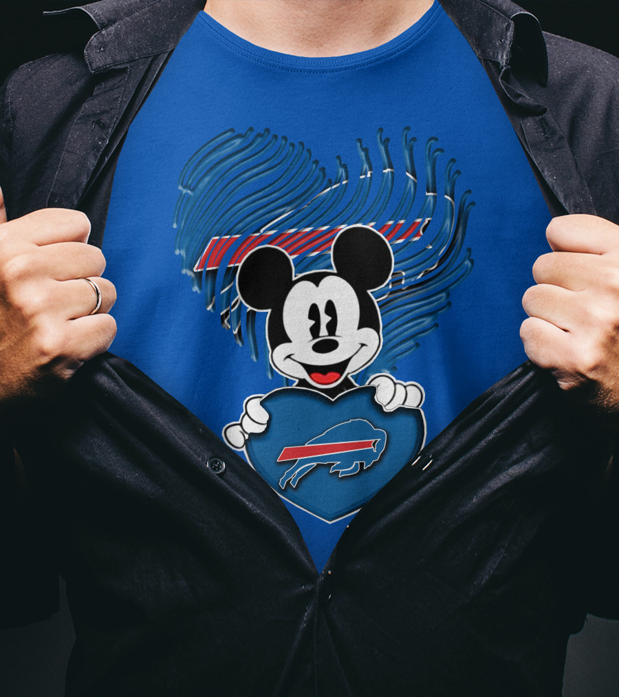 Mick Mouse With Buffalo Bills Heart Logo Fan T-Shirt