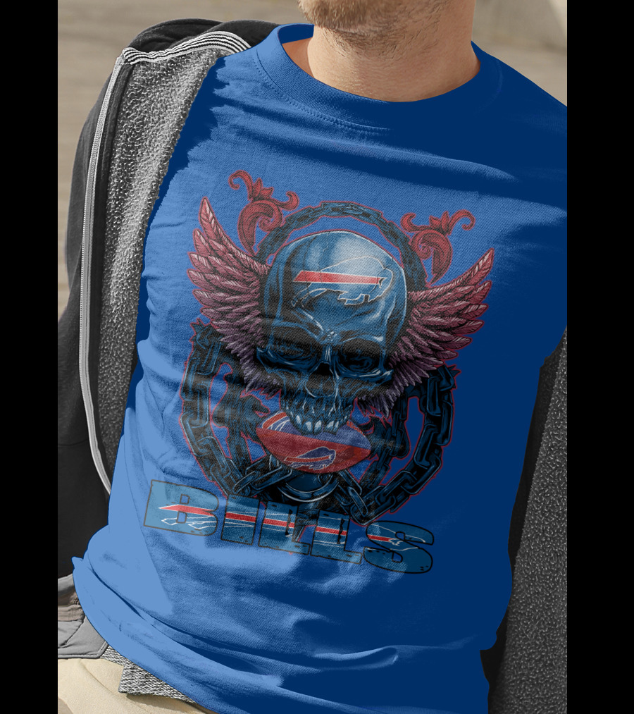 Buffalo Bills Skull With Wings And Chains T-Shirt