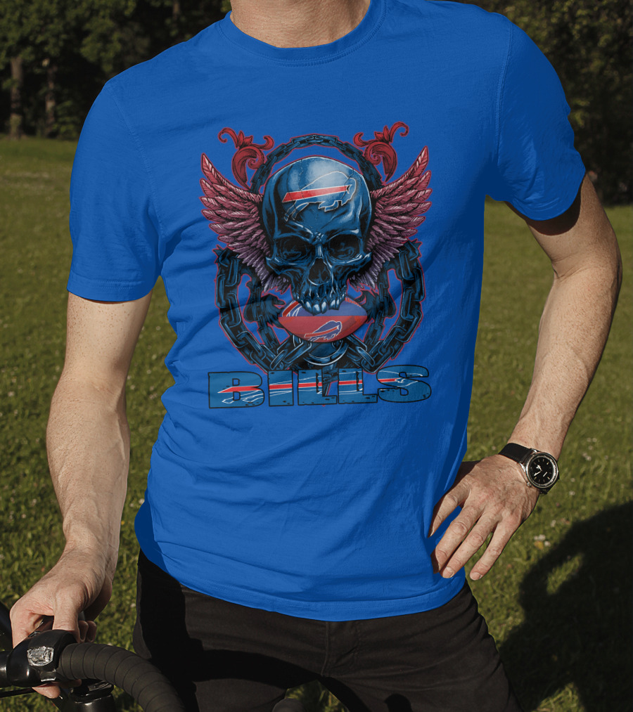 Buffalo Bills Skull With Wings And Chains T-Shirt