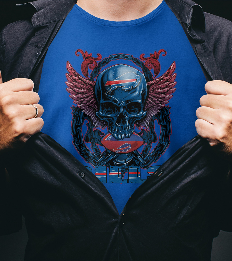 Buffalo Bills Skull With Wings And Chains T-Shirt