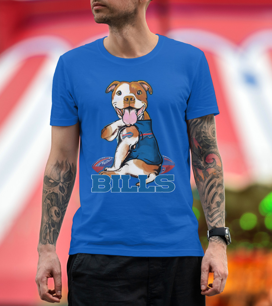 Buffalo Bills Pitbull with Footballs and Team T-Shirt