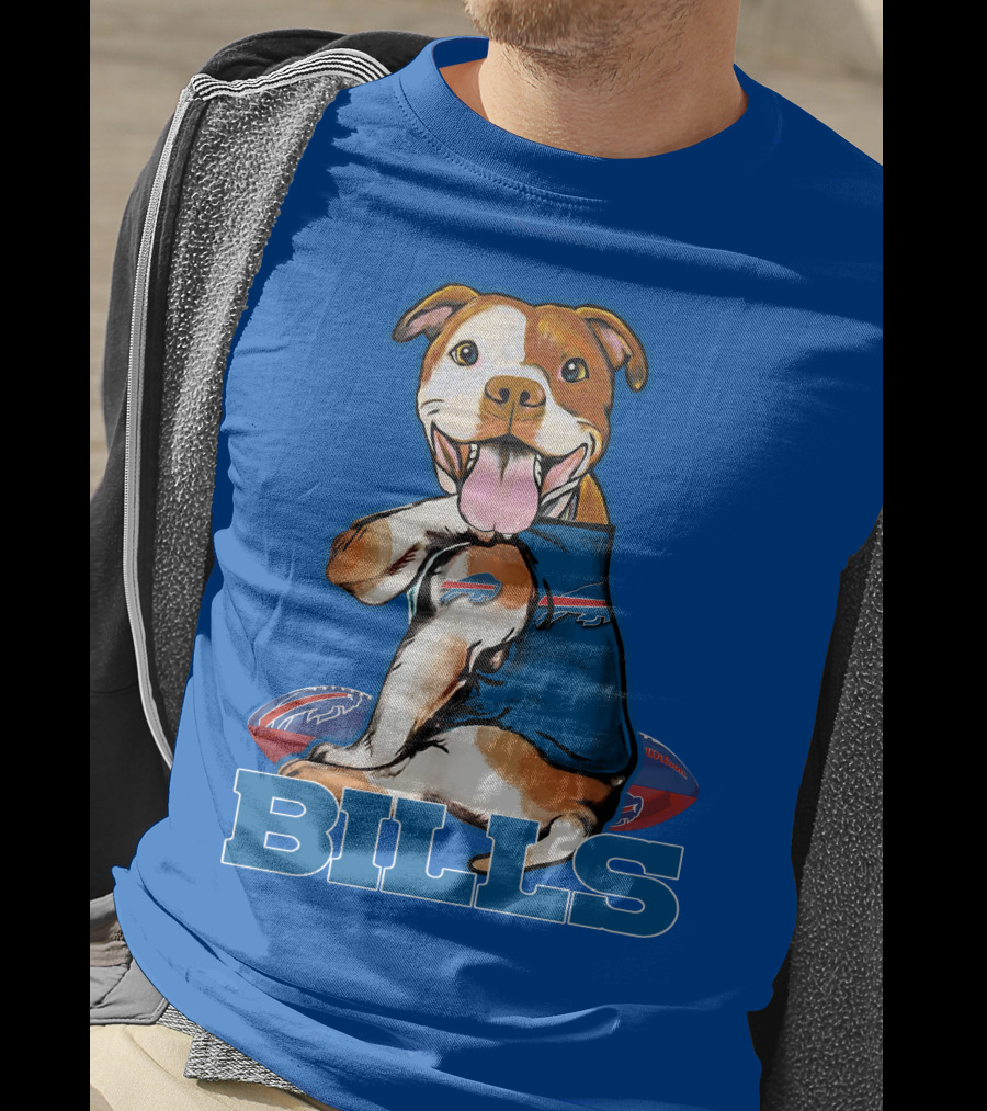 Buffalo Bills Pitbull With Footballs And Team T-Shirt