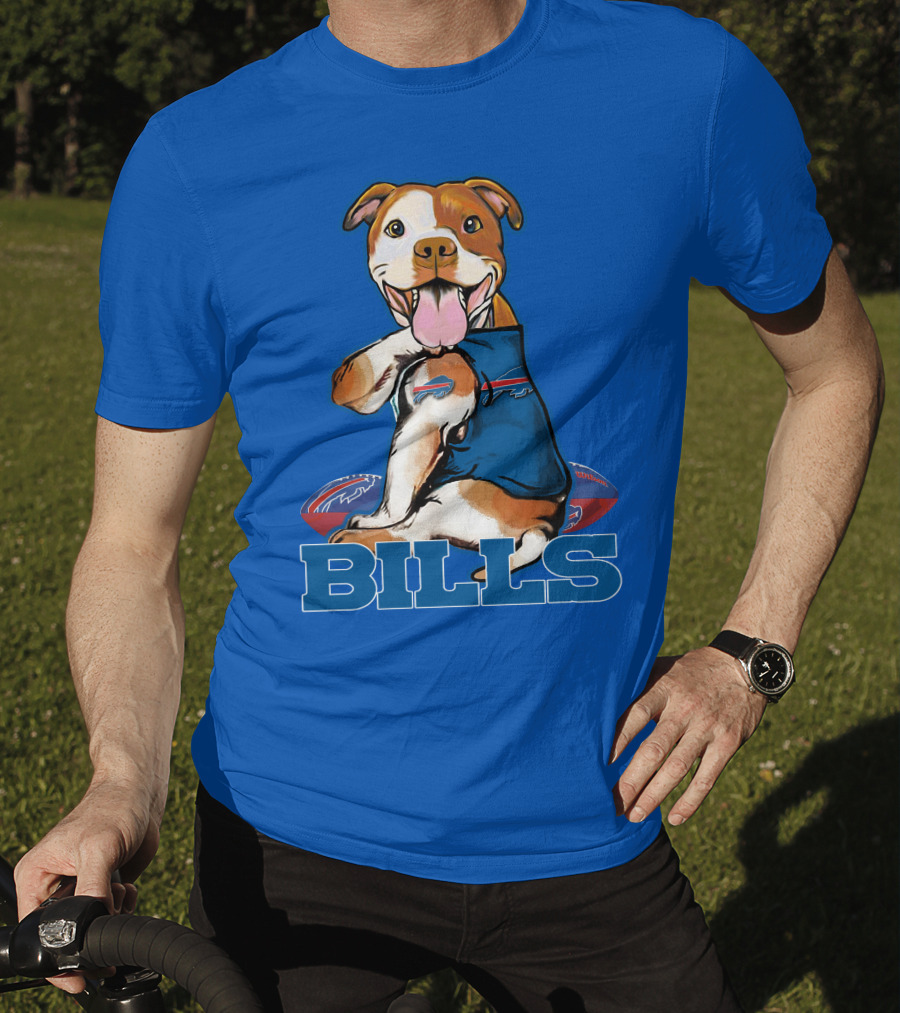 Buffalo Bills Pitbull With Footballs And Team T-Shirt