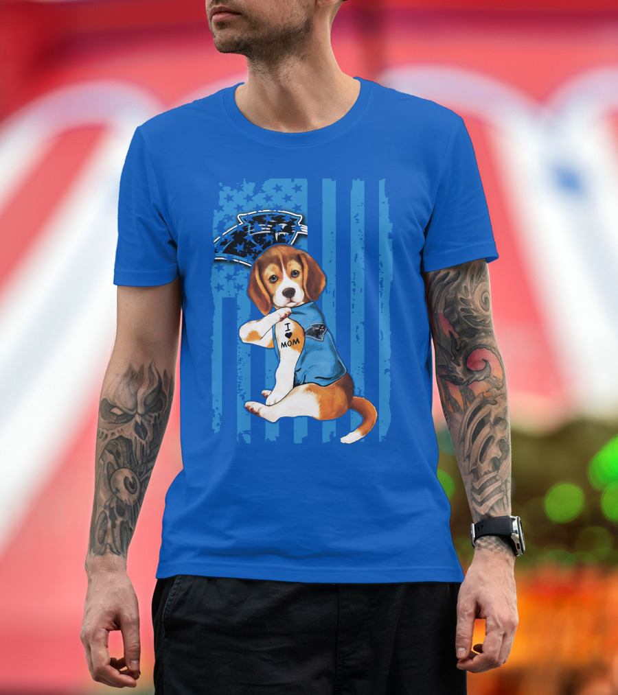 Beagle I Love Mom Carolina Panthers NFL Puppy Fan T-Shirt