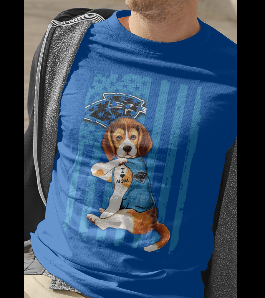 Beagle I Love Mom Carolina Panthers NFL Puppy Fan T-Shirt
