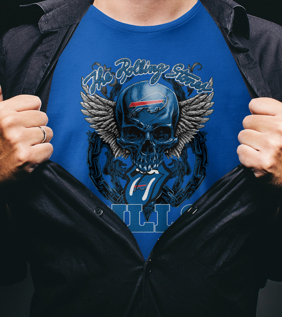 The Rolling Stones Bills Buffalo Wings And Skull Chain T-Shirt