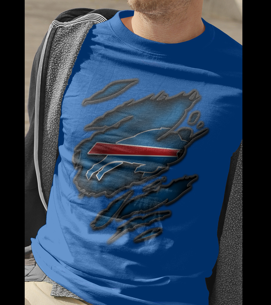Torn Buffalo Bills Scratched T-Shirt