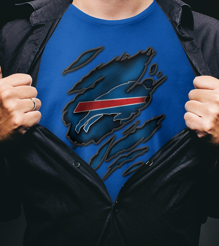 Torn Buffalo Bills Scratched T-Shirt