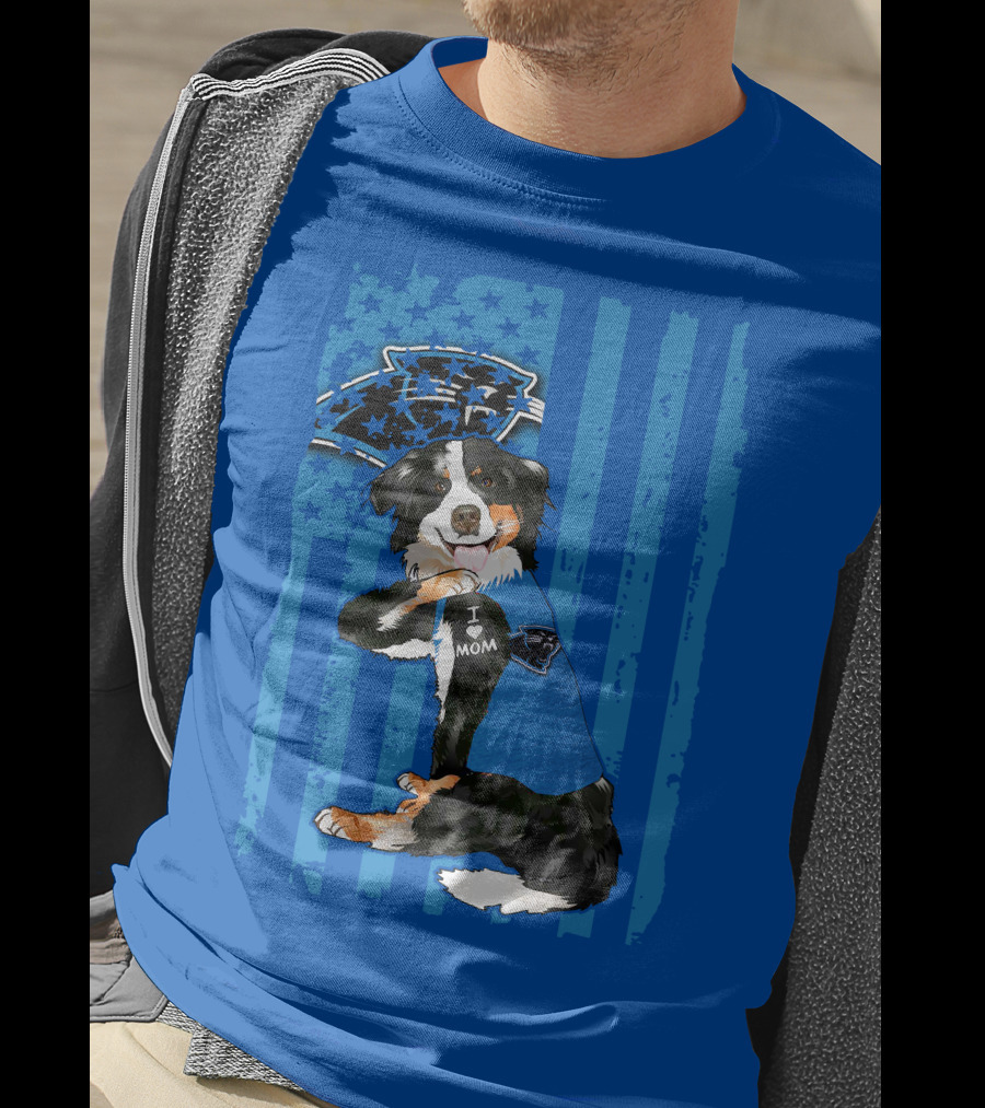 Border Collie I Love Mom Carolina Panthers T-Shirt