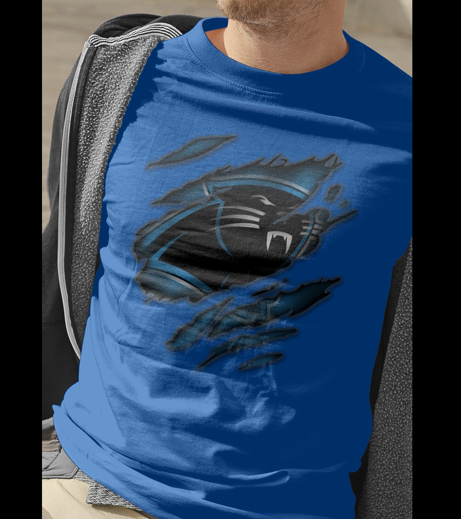 Carolina Panthers Logo Claw Marks Blue T-Shirt