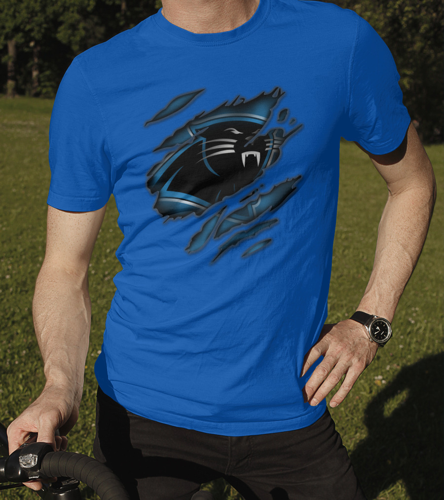 Carolina Panthers Logo Claw Marks Blue T-Shirt