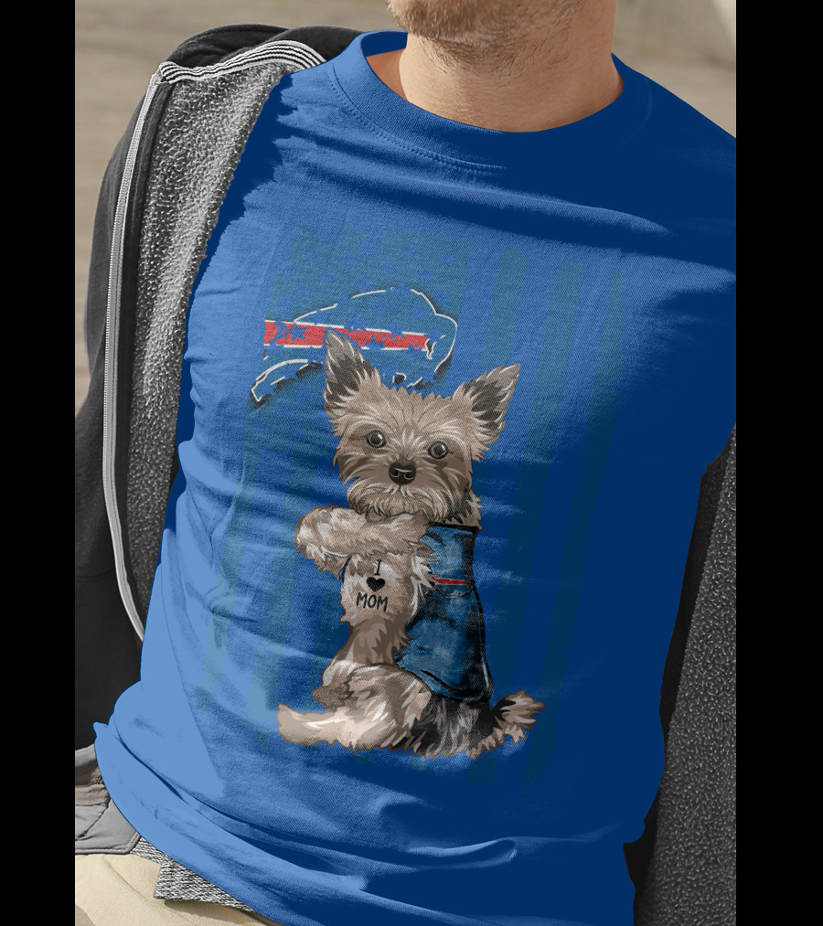Yorkshire Terrier I Love Mom Buffalo Bills Fan T-Shirt