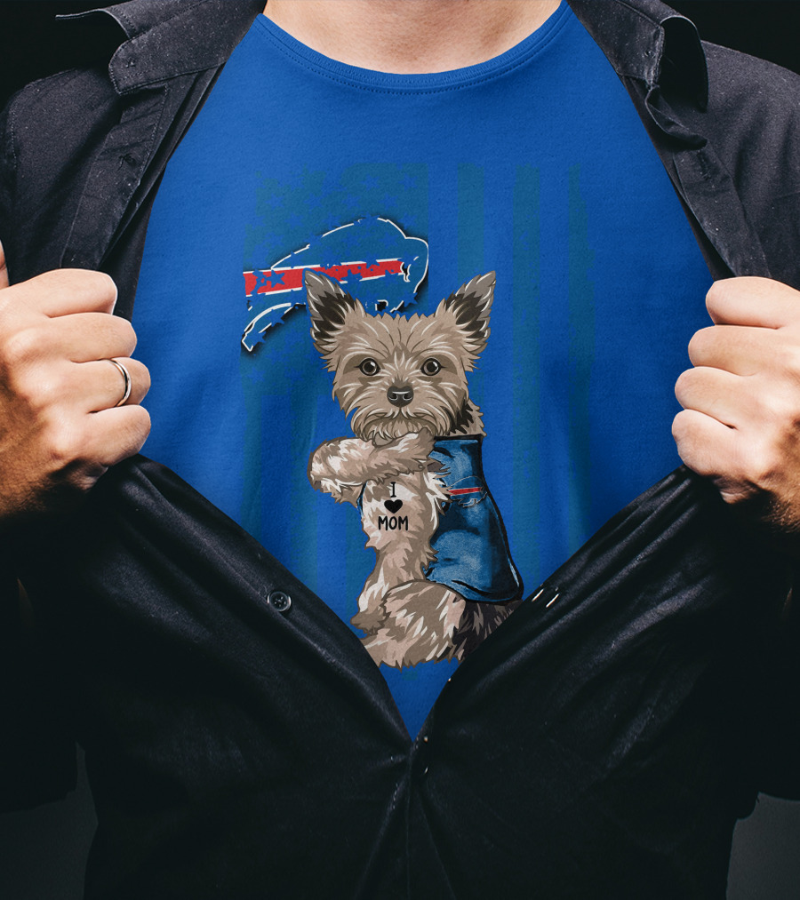 Yorkshire Terrier I Love Mom Buffalo Bills Fan T-Shirt